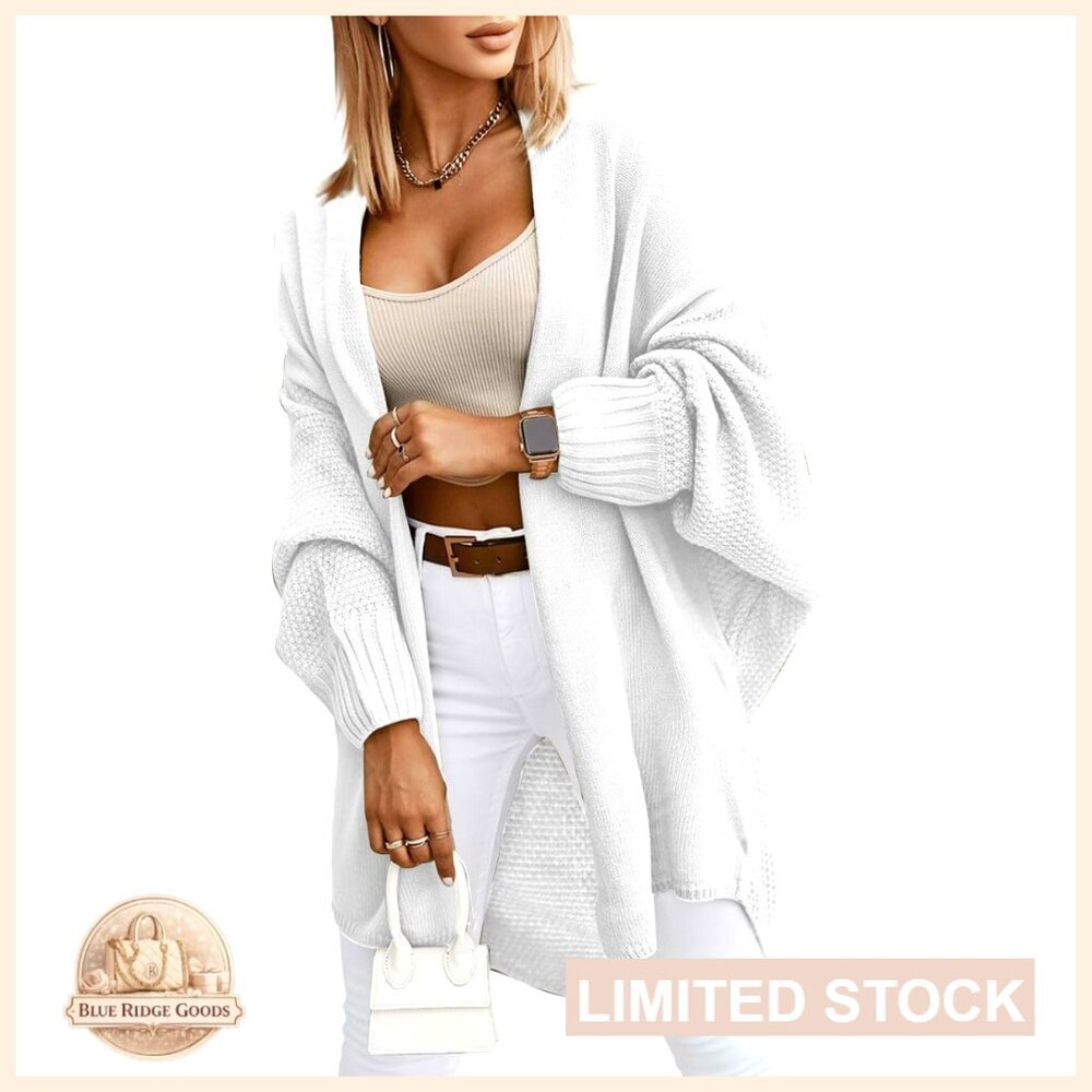 Oversized Cardigan with Batwing Sleeves Open Front Long Sweater